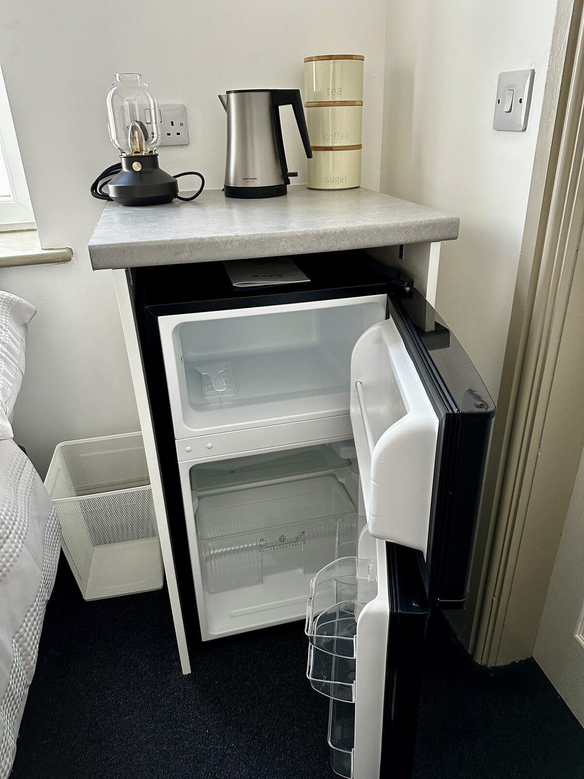In-room fridge freezer and kettle brew station, Gloucester Street, Barrow